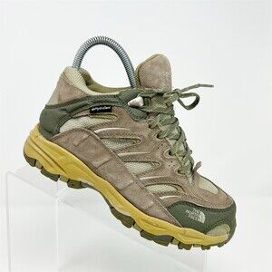 The North Face Girls Hiking Trail Shoes Brown Green Waterproof Lace Up Size 3